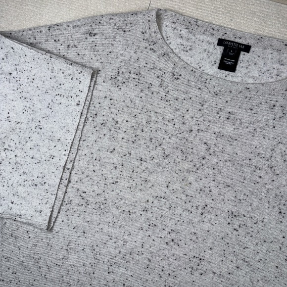 Lafayette 148 New York Sweaters - Lafayette 148 Large Wool Poncho Gray Black Specks Classic Minimalist